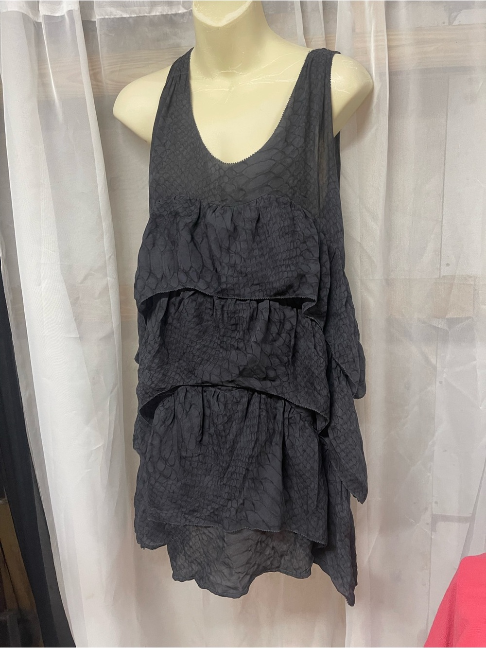 Joie Black Tiered Ruffle Mini Dress
